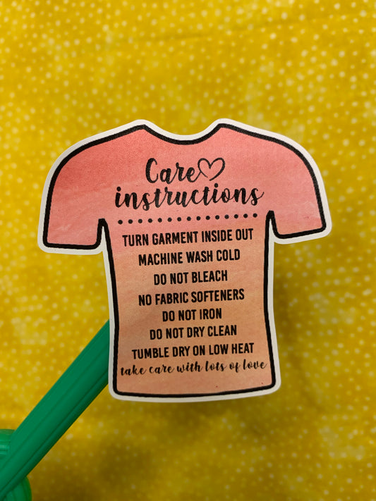 Shirt Care Instructions Colorful
