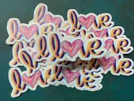 Pink And Yellow Love  diecut