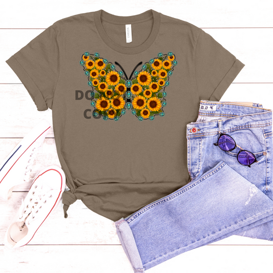 Sunflower & Turquoise Butterfly  DTF