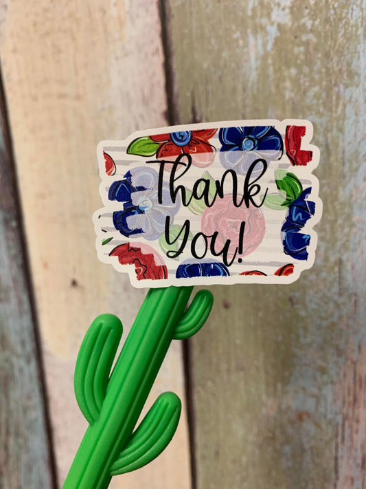 Thank You (Red and Blue flowers)    sticker sheet