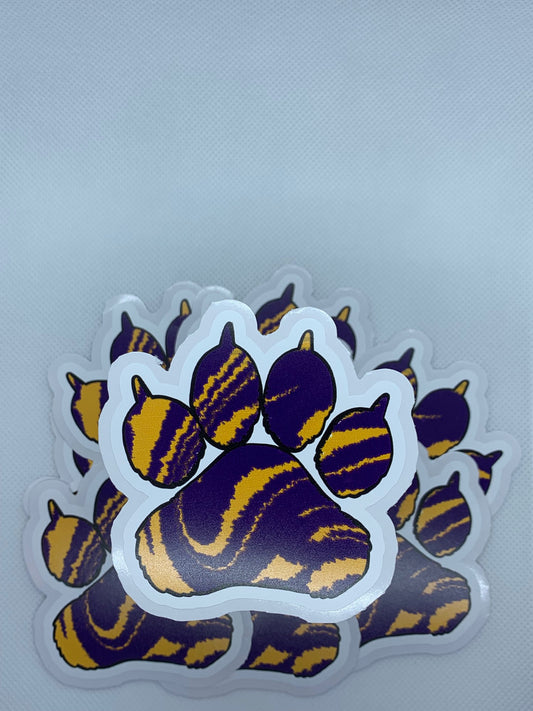 DC Purple And Gold Tiger Paw diecut
